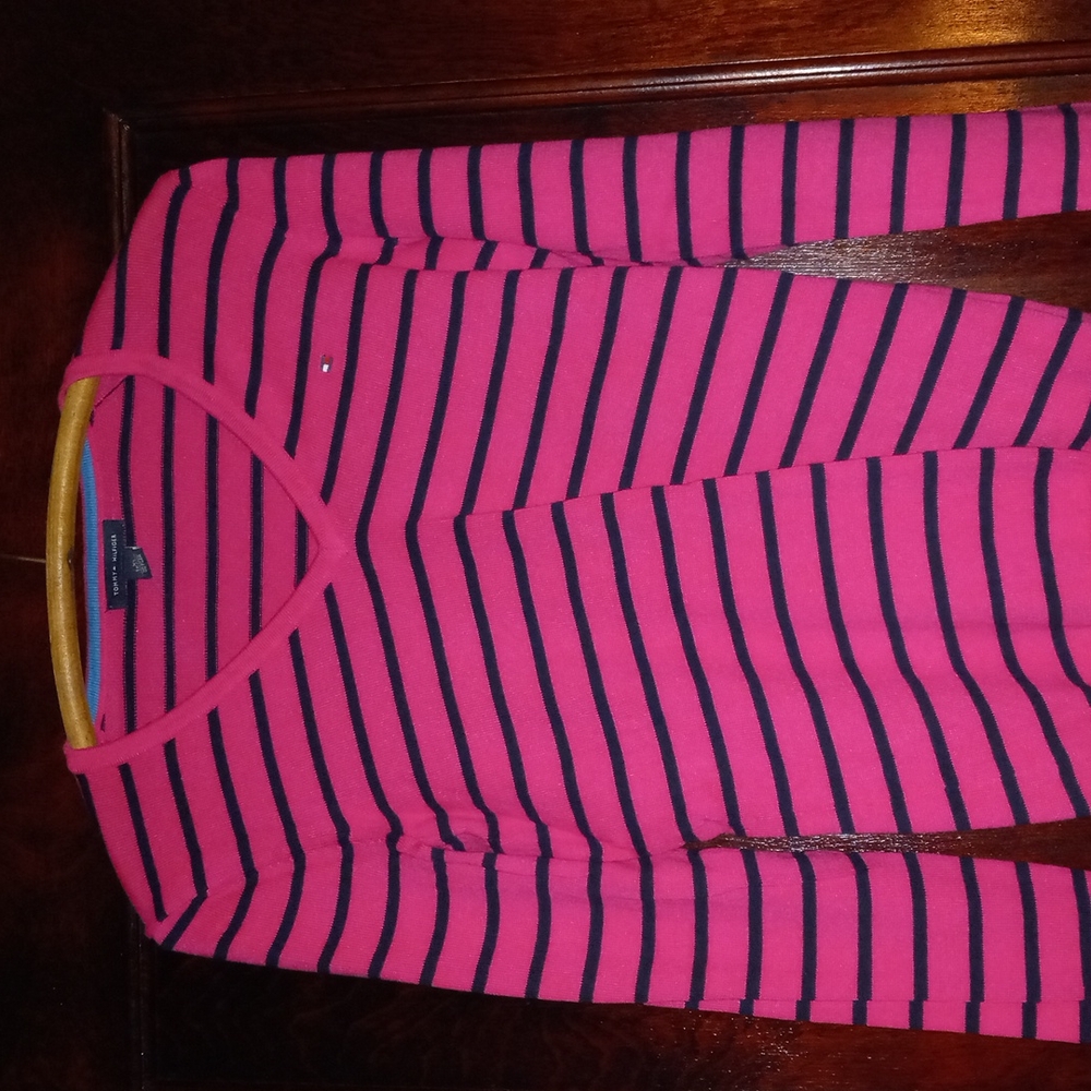 Tommy Hilfiger: pink and dark navy blue striped sweater